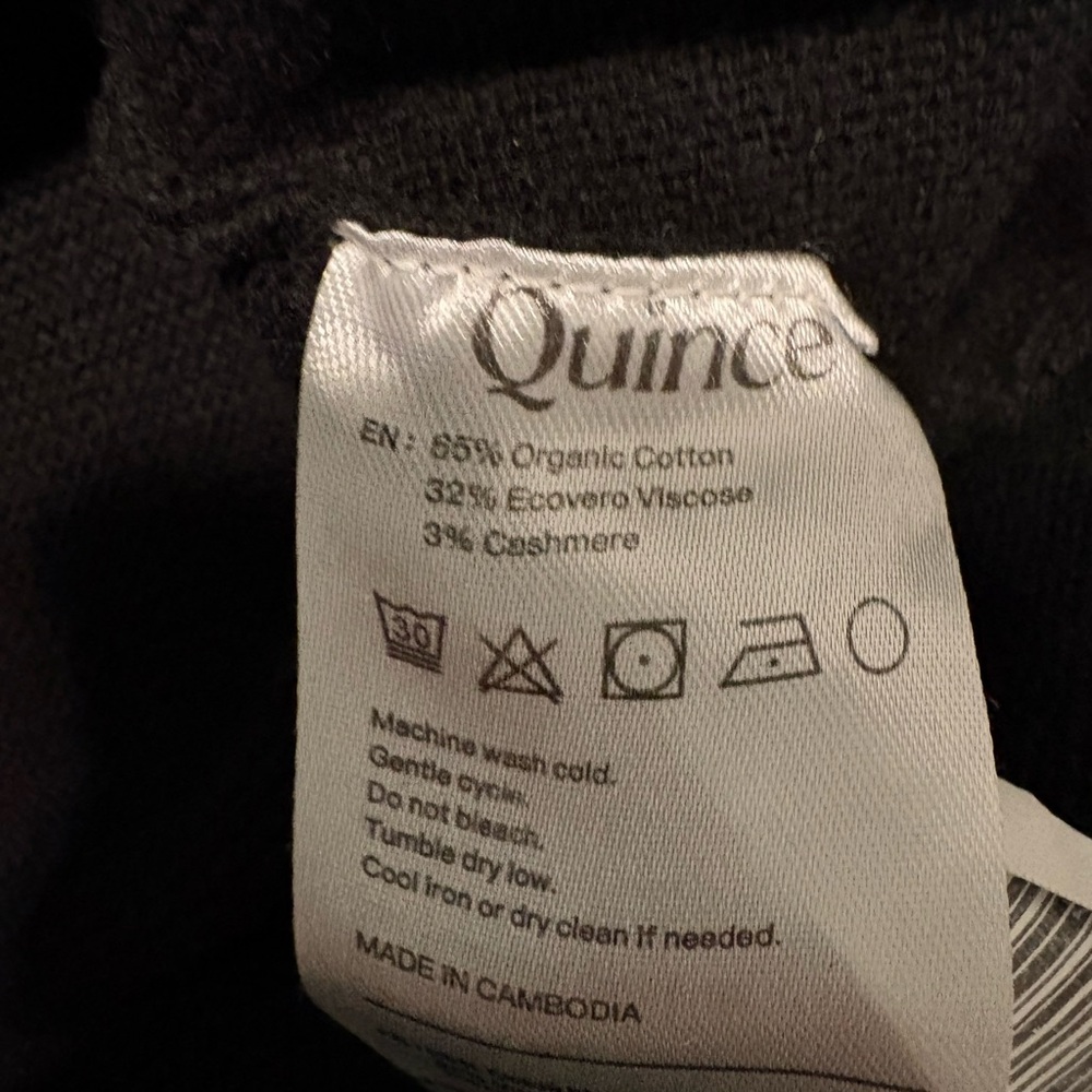 Quince Black Lightweight Cotton Cashmere Link-Stitch Dolman Sweater - Picture 10 of 10